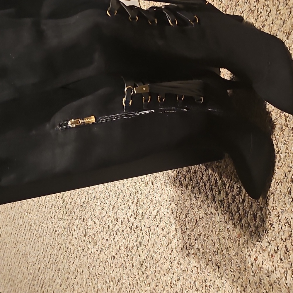 BCBGeneration Black Suede Corseted BC-EVA stretch Boots,  Size 7..excellent cond - Picture 4 of 10
